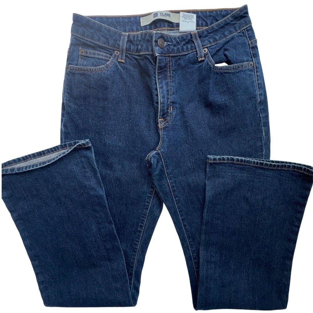 Y2K GAP Flare Stretch Jeans Dark Wash, Slim Through Thigh, Flared Bottom vintage